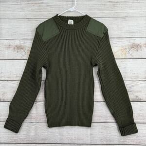 Vintage SEBO Knitwear Army Wool Commando Military Sweater Mens 40 Green Rib Knit
